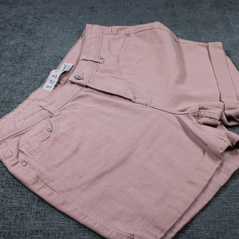 Denim Co Womens Dusty Rose Pink Cuffed Denim Shorts Size 8 High Waisted 5-Pocket